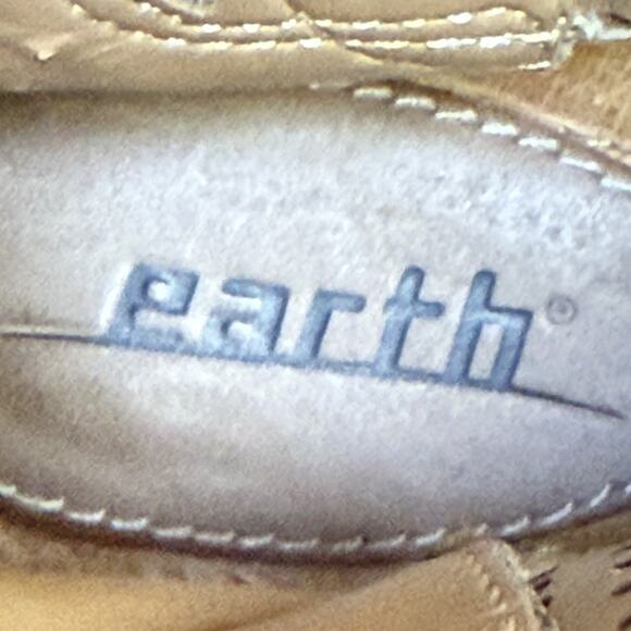 Women's Earth Intrepid Sz 7.5B Tan Leather Ankle Peep Toe Sandal Heels Shoes - Picture 11 of 11